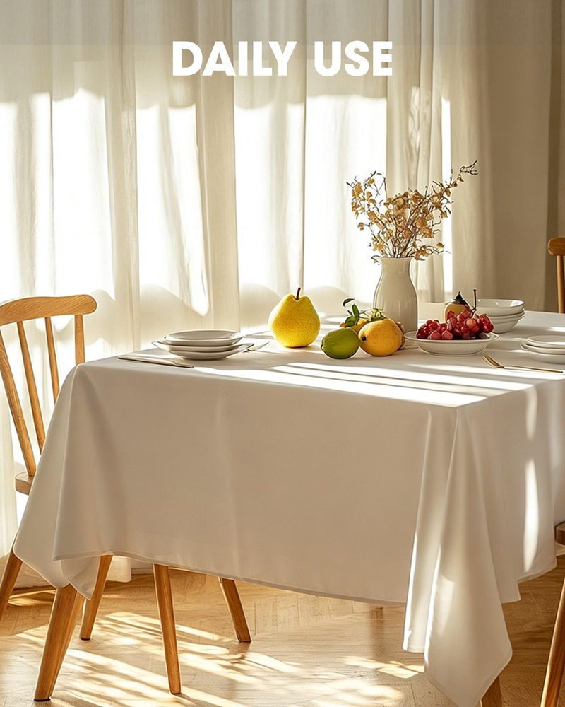 Pureegg Rectangle Table Cloth 60" x 102" – Durable Polyester Tablecloth Offers Reusable & Washable Protection, Ideal for Outdoor Party, Picnic, Wedding, Banquet and Birthday, 3 Pack, White