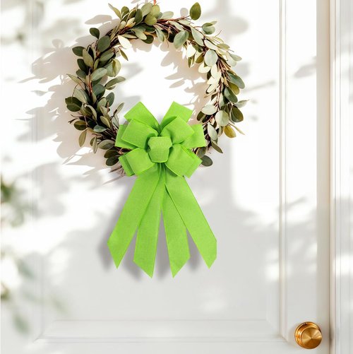 Light Green Burlap Wreath Bow - 20 x 11 Inches | Easter Decor & Farmhouse Tree Ornament