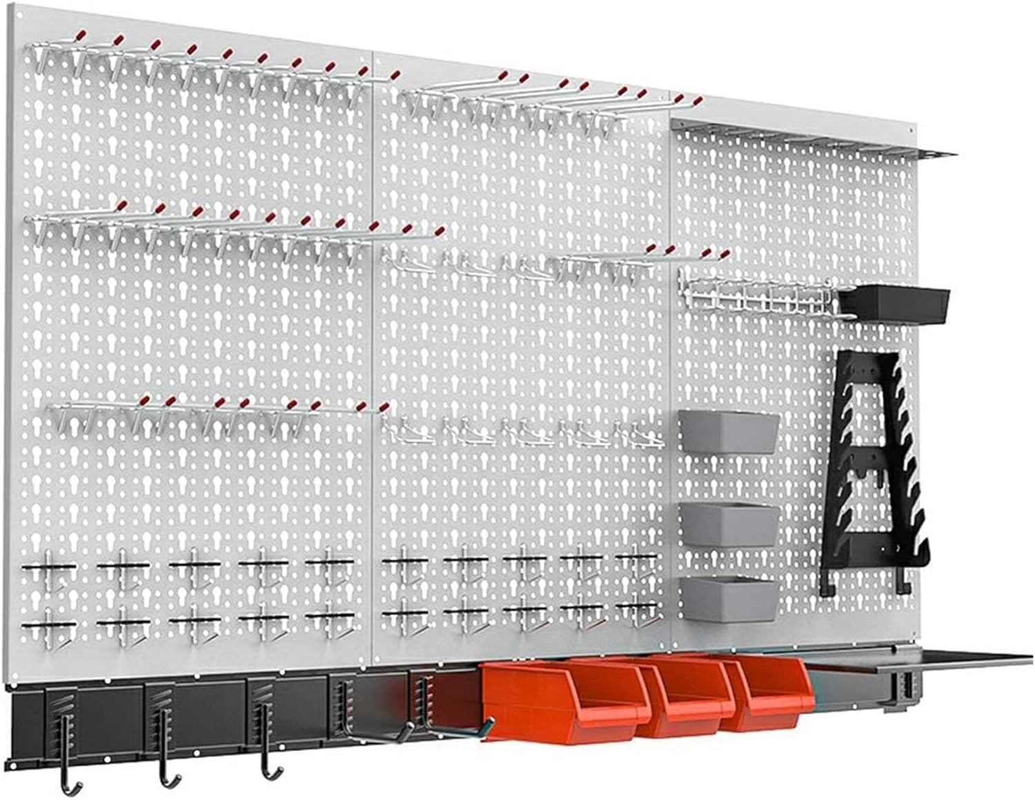 TORACK 109 PCS Pegboard Wall Organizer - 4 ft. Metal Tool Storage Kit with Hooks & Bins