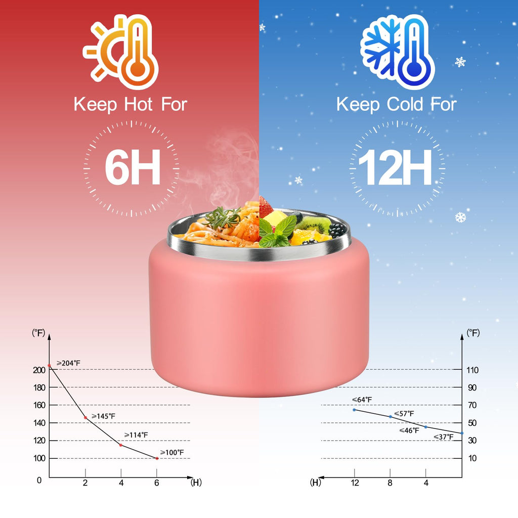 MAISON HUIS 8oz Soup Thermo Wide Mouth Vacuum Insulated Thermo Food Jar, Leak Proof Stainless Steel Thermo for Hot&Cold Food Kids Food Lunch Soup Container for School Travel (Pink)