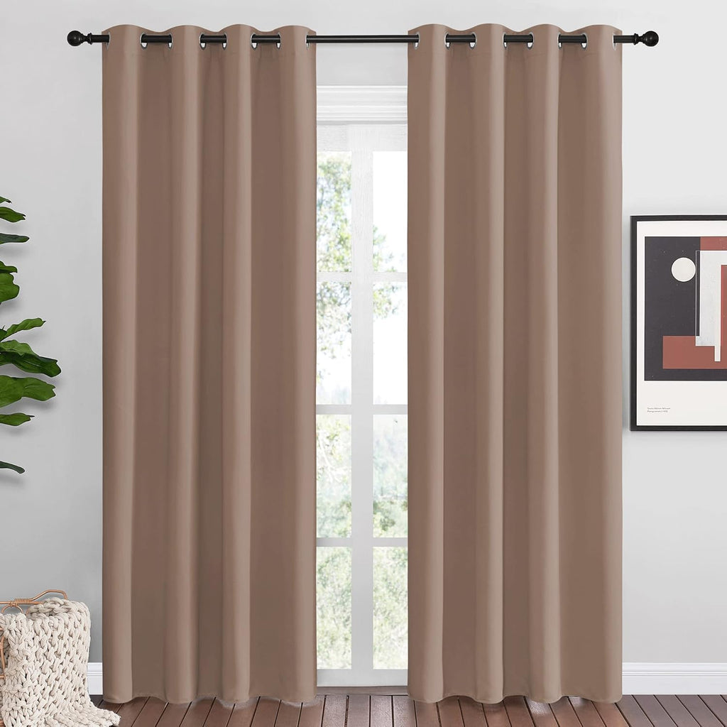 NICETOWN Blackout Curtains - Thermal Insulated Grommet Drapes for Bedroom | Set of 2 Panels, 55x86 Inch, Cappuccino
