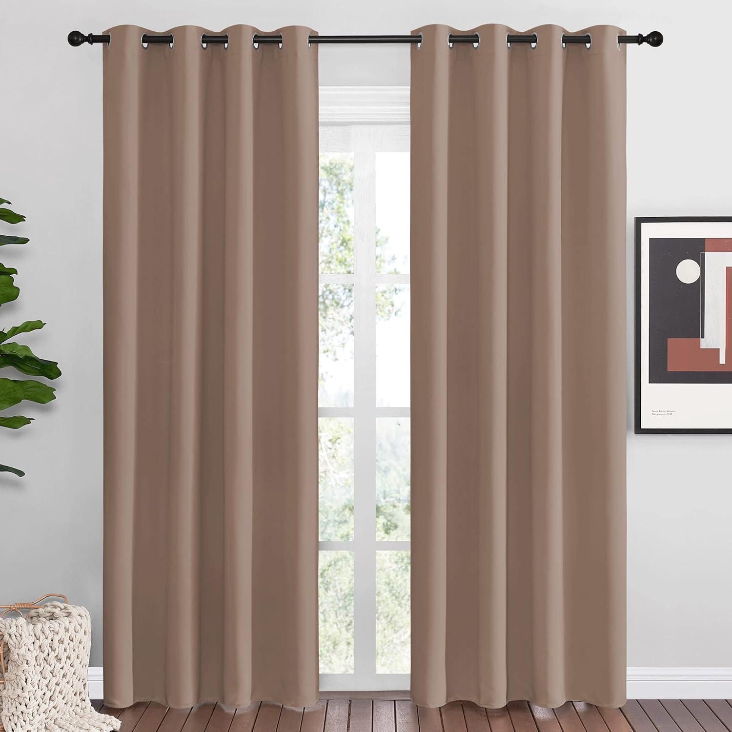 NICETOWN Blackout Curtains - Thermal Insulated Grommet Drapes for Bedroom | Set of 2 Panels, 55x86 Inch, Cappuccino