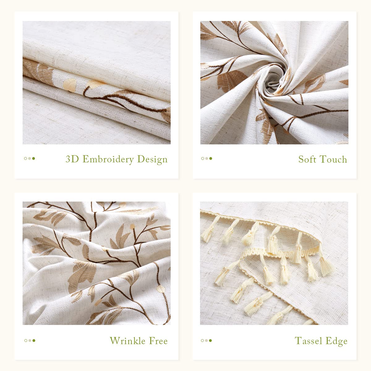 QIANQUHUI Embroidered Tablecloth Rustic Farmhouse Kitchen Table Cloth, Dust Proof Spillproof Soil Resistant Cotton Linen Rectangle Table Cloth (N-Beige, 55x70 inch)