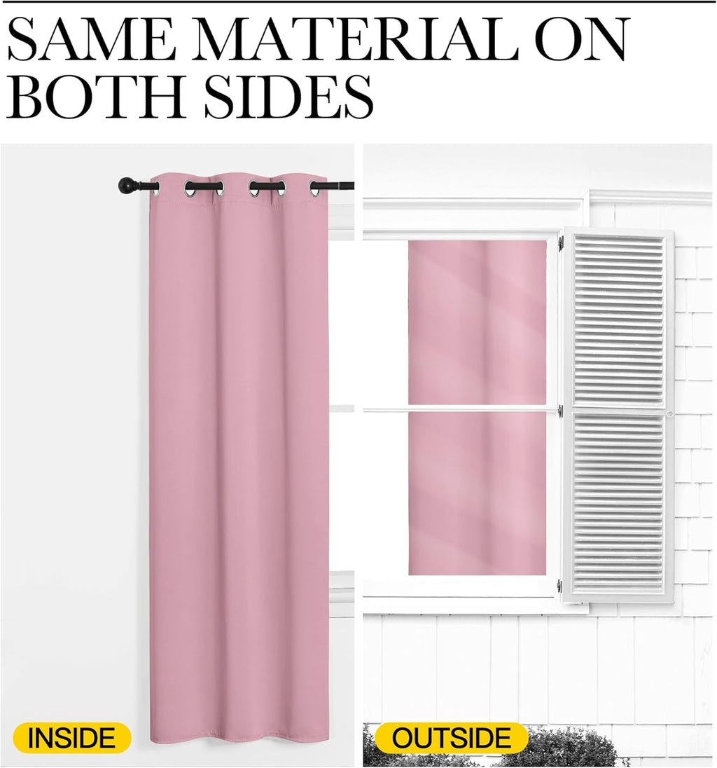 NICETOWN Crystal Pink Blackout Curtains - 102" Long, 55" Wide, Sound Reducing & Heat Blocking | 2-Piece Set for Modern Rooms