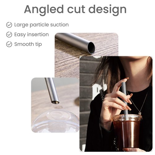 Pure Titanium Reusable Straws with Travel Case & Cleaning Brush,0.47'' Extra Wide Straws for Milkshake, Smoothie, Bubble Tea,Frappuccino,BPA Free & Eco Friendly,Dishwasher Safe, (Titanium 1.2cm)