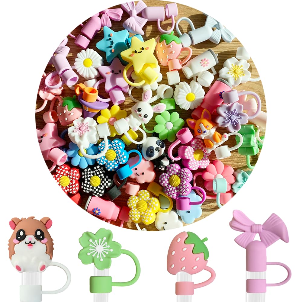 10,20,30,50Pcs Different Random Straw Covers Toppers,Reusable for Tumblers,10 mm Tumbler Cup Accessories
