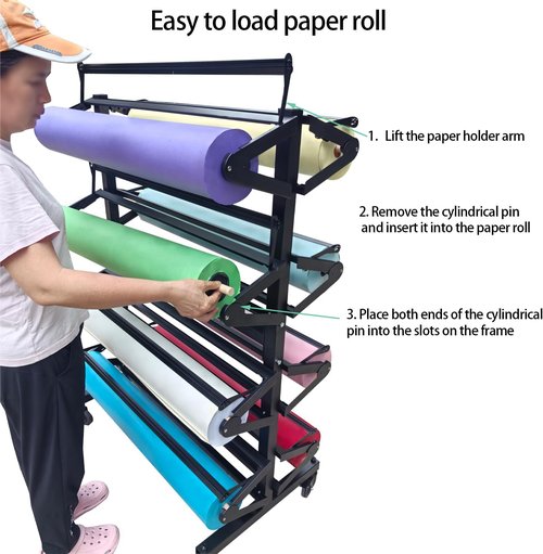 Craft Paper Roll Holder - Butcher Kraft Paper Dispenser & Cutter for Eight 36-Inch Rolls | Ideal for Classrooms & Art