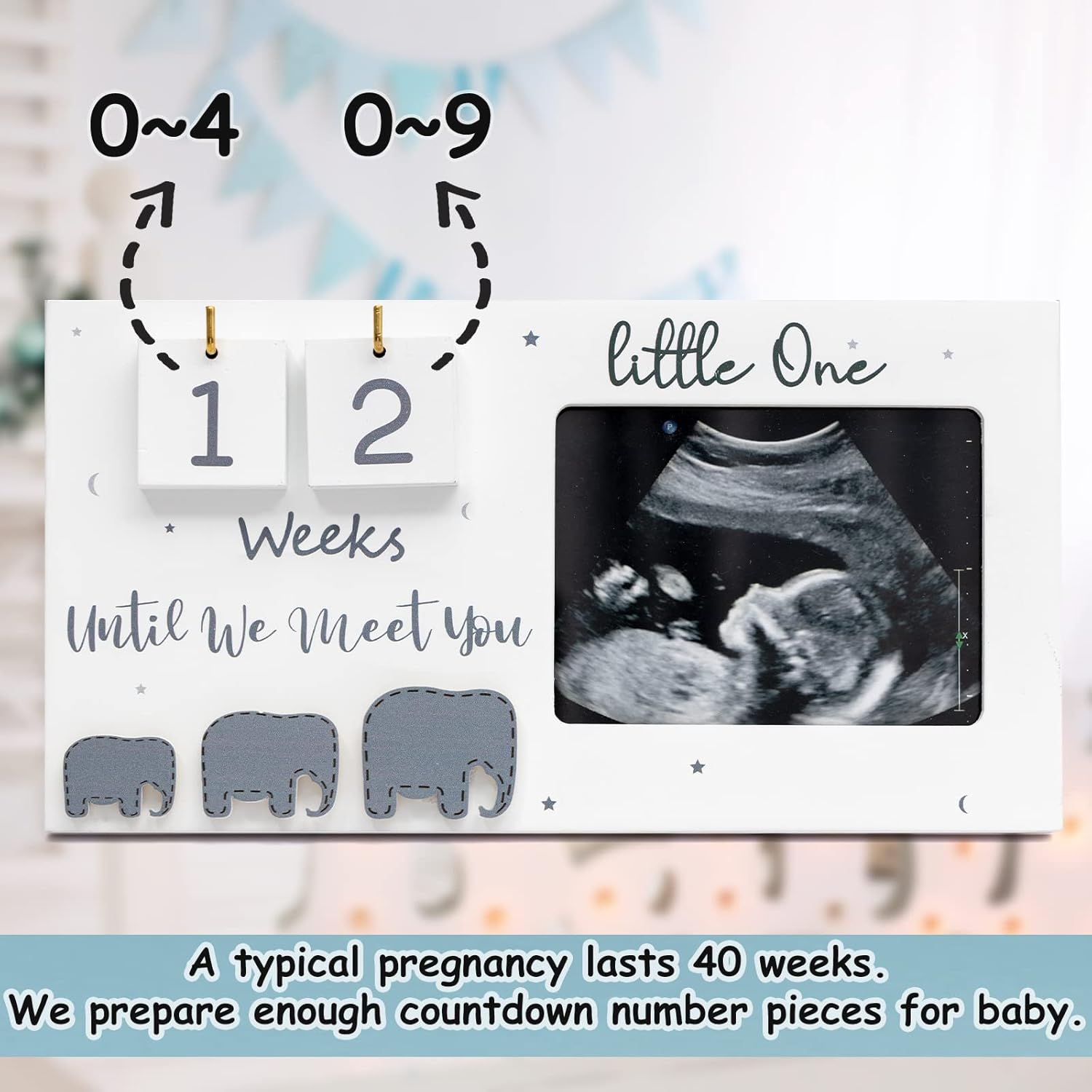 Sonogram Picture Frame - Ultrasound Photo Frame with Baby Countdown Weeks | Perfect Gift for Expecting Parents