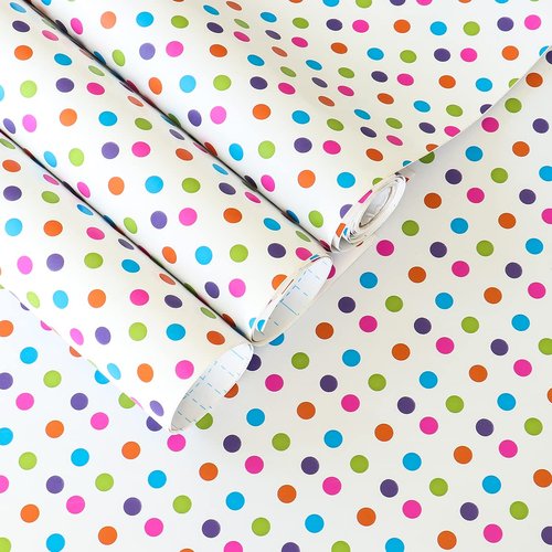17.7" x 117" Colorful Dot Contact Paper Self Adhesive Shelf Liner Sticker Peel and Stick Polka Dot Wallpaper Self Adhesive Vinyl Contact Paper for Wall Bed Room Furniture Kitchen Cabinet Countertop