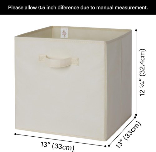 Granny Says Cube Storage Bins - Foldable 13x13 Fabric Organizers with Handles | Beige 6-Pack