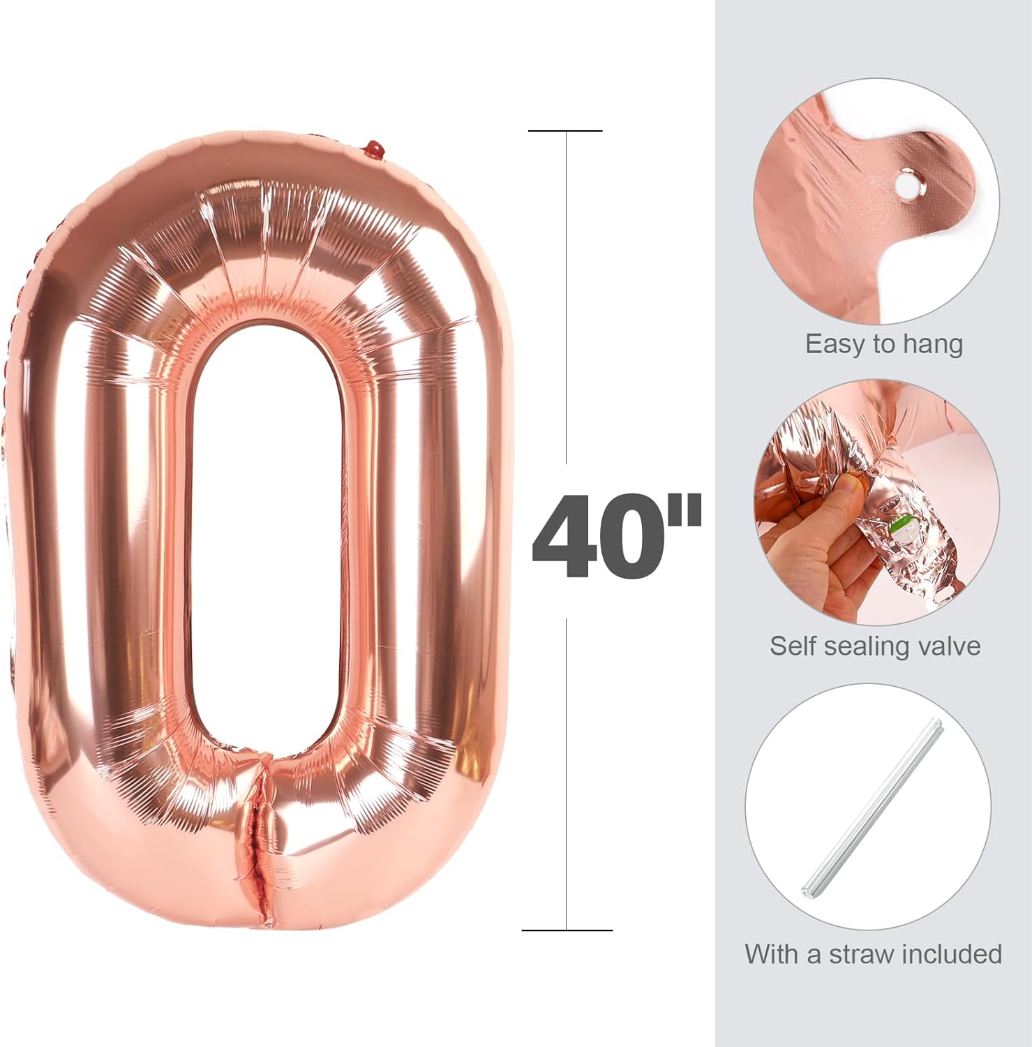 Rose Gold 60th Birthday Decorations - Elegant Party Set with Big Number Balloons for Men & Women