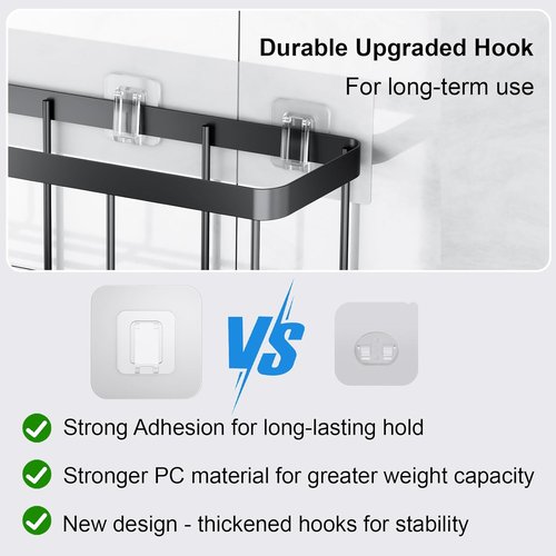 Lsnisni Shower Caddy Adhesive Strips - Waterproof Replacement Hooks for Bathroom & Kitchen | 12 Pack, Clear