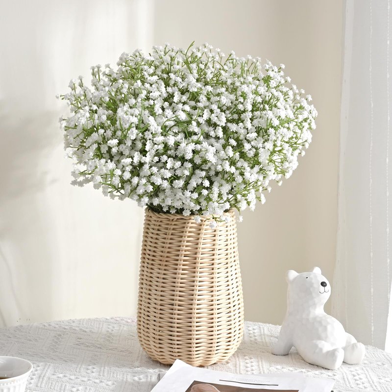 Yastouay Babys Breath Artificial Flowers, 60 Pcs White Baby Breath Flowers Artificial Bulk, Real Touch Fake Babys Breath Gypsophila for Wedding Party Bouquet Floral Arrangement Home Decor