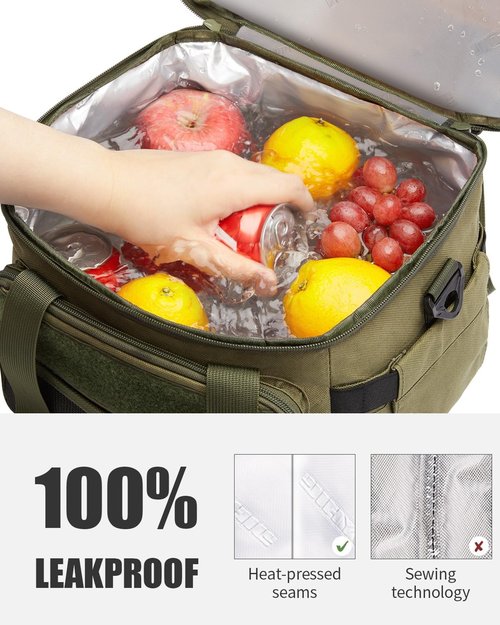 JOYHILL Tactical Lunch Box - Insulated, Leakproof Double-Deck Cooler Bag | Durable Black Design, 18L Capacity