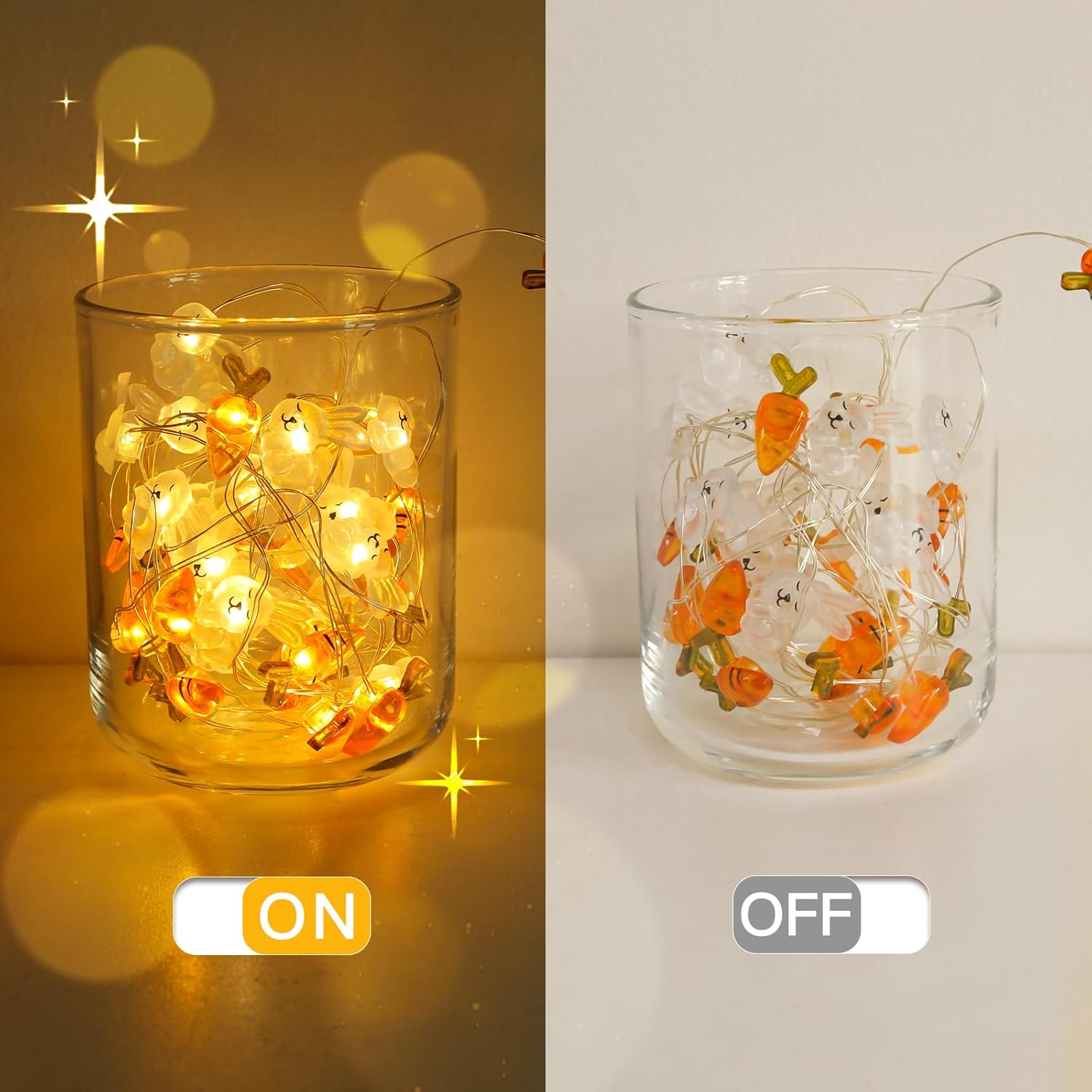 Suddus Easter String Lights - Battery Operated 12.8ft with 40 LED Bulbs for Indoor & Outdoor Decor
