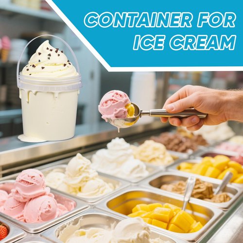 UMETASS 4Pack 34oz Clear Bucket with Lids - Plastic Food Storage Containers, Airtight Screw-On Lids - Freezer Safe Ice Cream Bucekts, Food Grade Reusable Containers for Kitchen