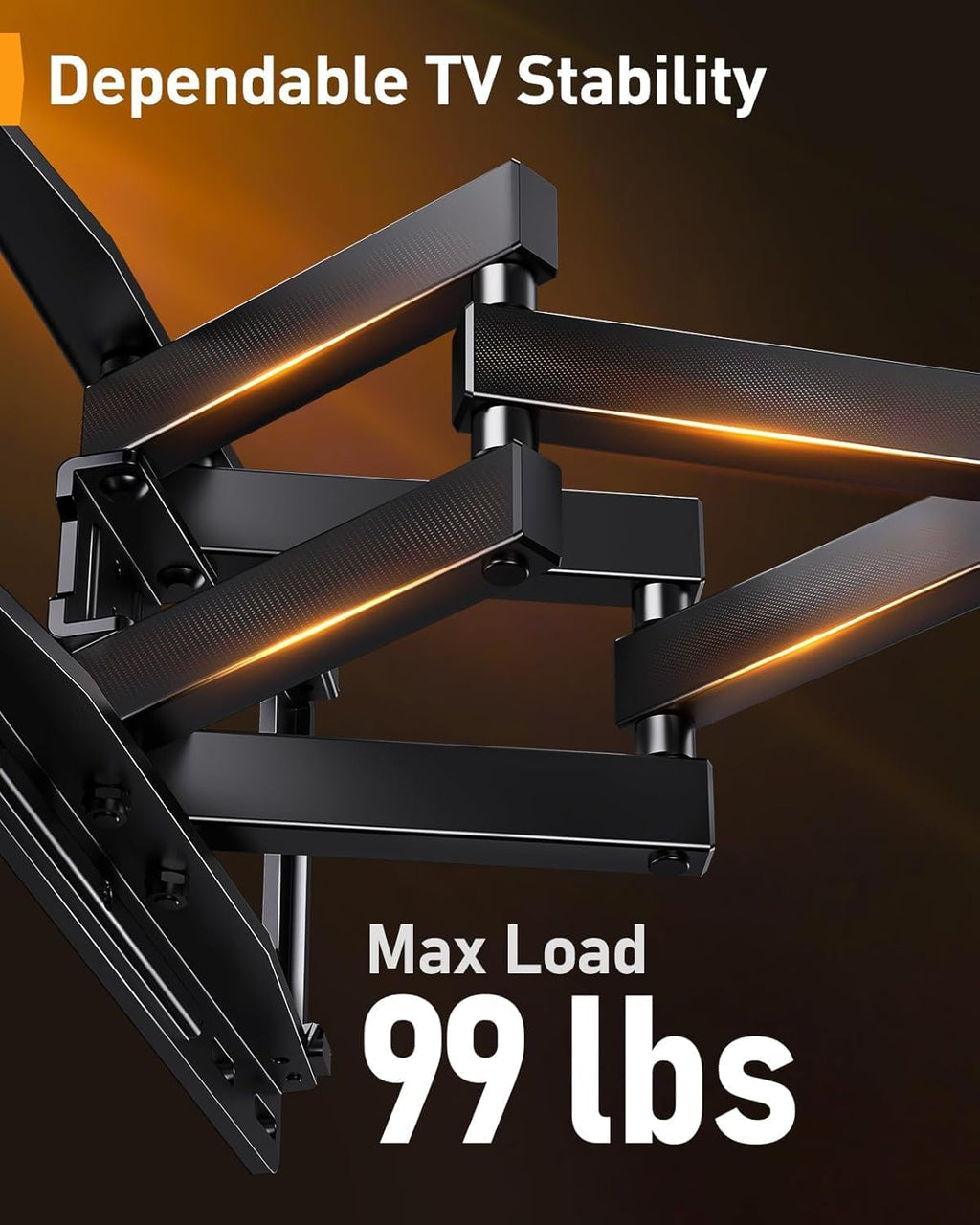 Perlegear AuraFrame™ TV Wall Mount - Pre-Assembled with LED Lights for 26-65 Inch TVs, Swivel & Tilt, Max VESA 400x400mm