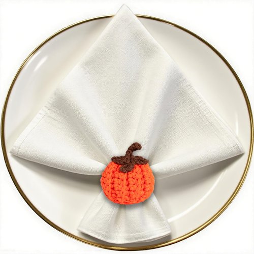 D-buy Set of 6 Pumpkin Napkin Rings, Fall Napkin Rings Thanksgiving Halloween Napkin Ring Holder, Handcrafted Crochet Napkin Holders for Thanksgiving Dinner Table Décor (6, Orange)