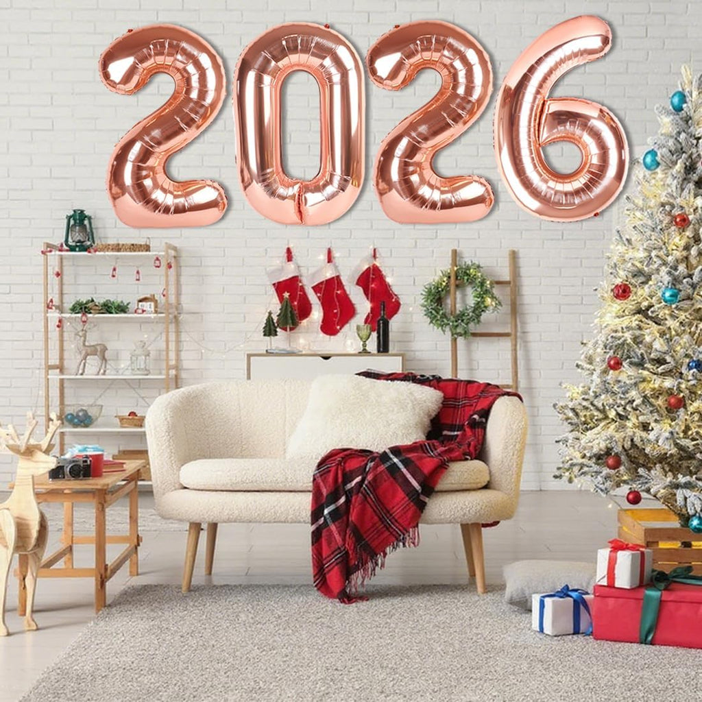 2026 Numbers Rose Gold Balloon - 40 Inch New Year’s Eve Party Decoration | Graduation & Birthday Celebration