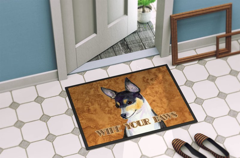 Caroline's Treasures SS4882JMAT Toy Fox Terrier Wipe Your Paws Doormat 24x36 Front Door Mat Indoor Outdoor Rugs for Entryway, Non Slip Washable Low Pile, 24H X 36W