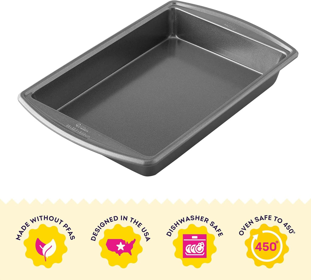 Wilton Platinum Non-Stick Oblong Baking Pan - Versatile Baking & Roasting - 13 x 9 x 2 Inch - Dishwasher Safe