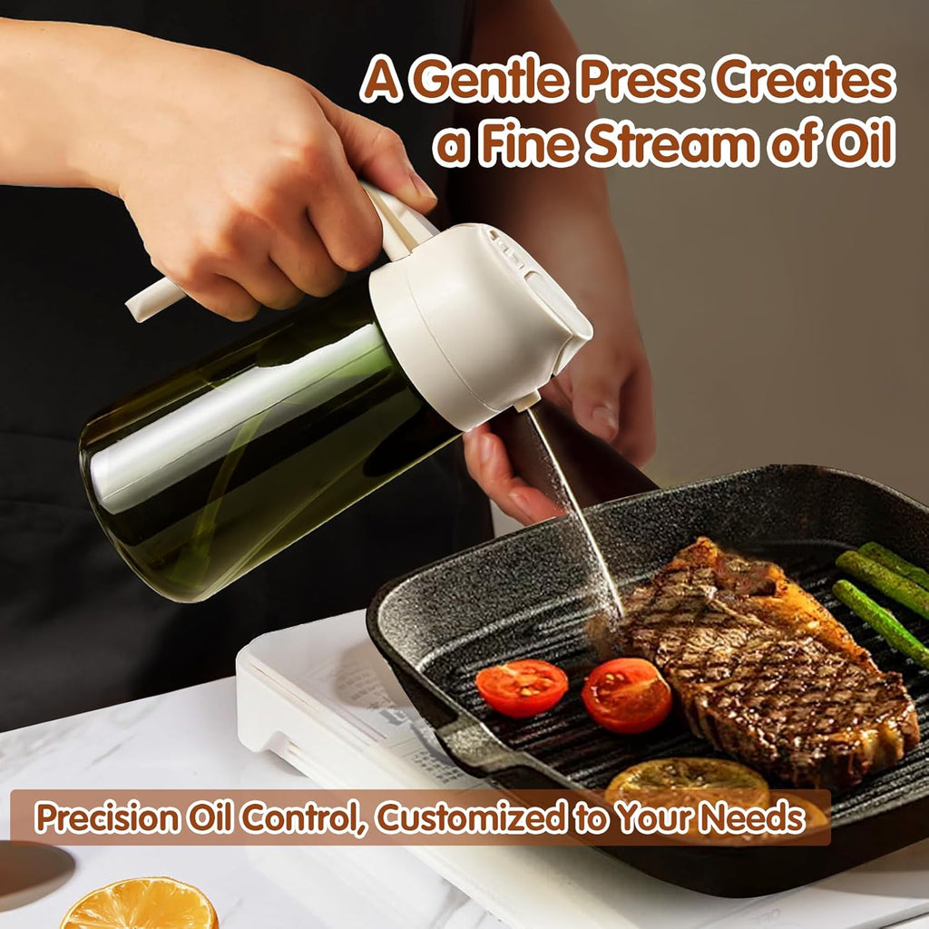 YARRAMATE 16oz Dark Oil Sprayer - 2-in-1 Olive Oil Dispenser Bottle | Premium Food-Grade Glass