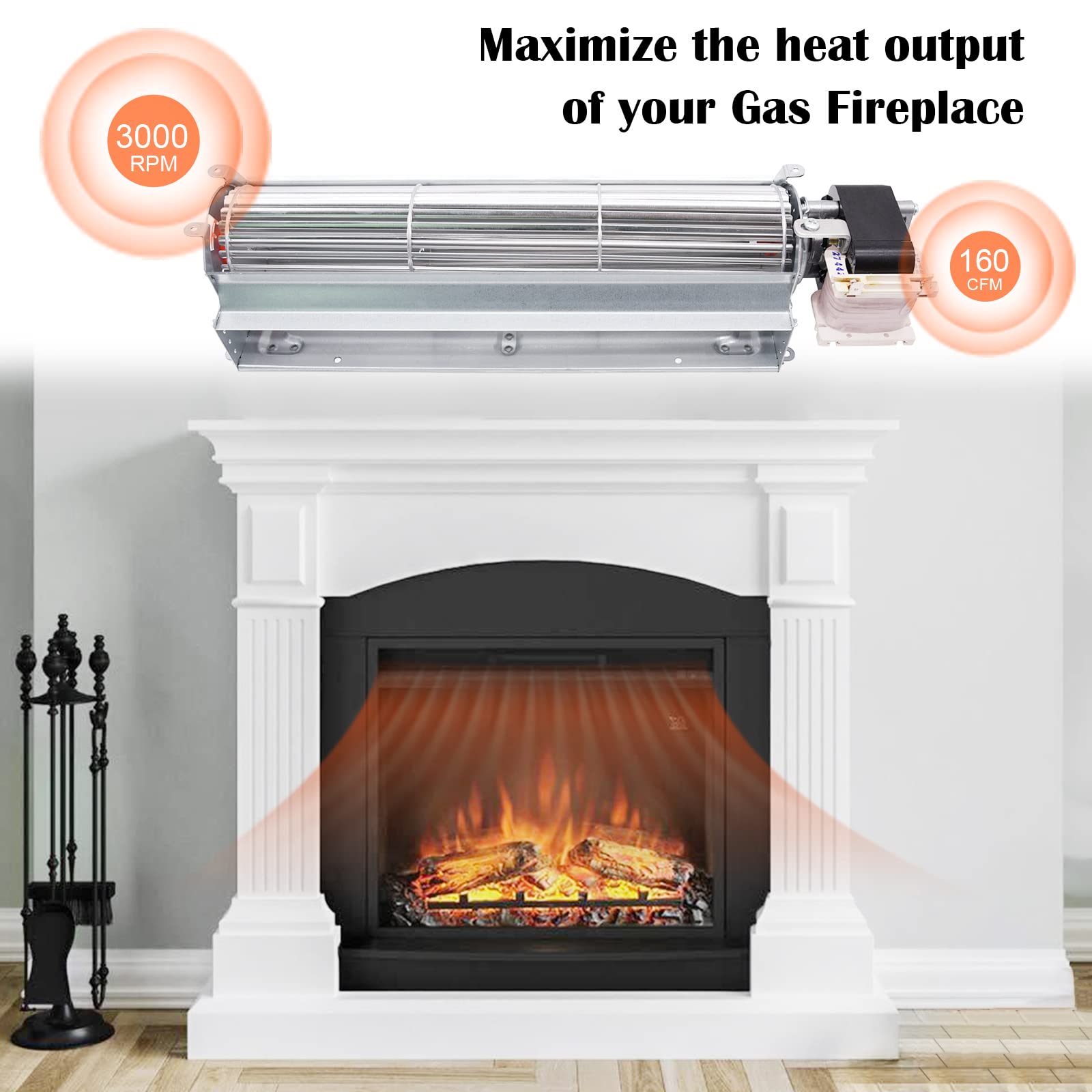 Hiorucet Upgraded Blower Fan Kits for Desa Fireplace Parts, GA3750A, GA3750, GA3700, BK BKT GA3650 Low Noise Fireplace Blower Motor for Desa Tech, FMI, Vanguard, Vexar, Comfort Flame, Astria Fireplace