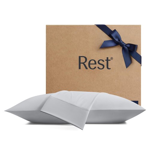REST® Evercool®+ Cooling Pillowcases Standard - 2 Pillowcases for Sensitive Skin, Silver Infused Fabric for Hygienic Sleep, Silky Smooth for Curly Hair, High Elastic for Snug Fit (19x29 inches)