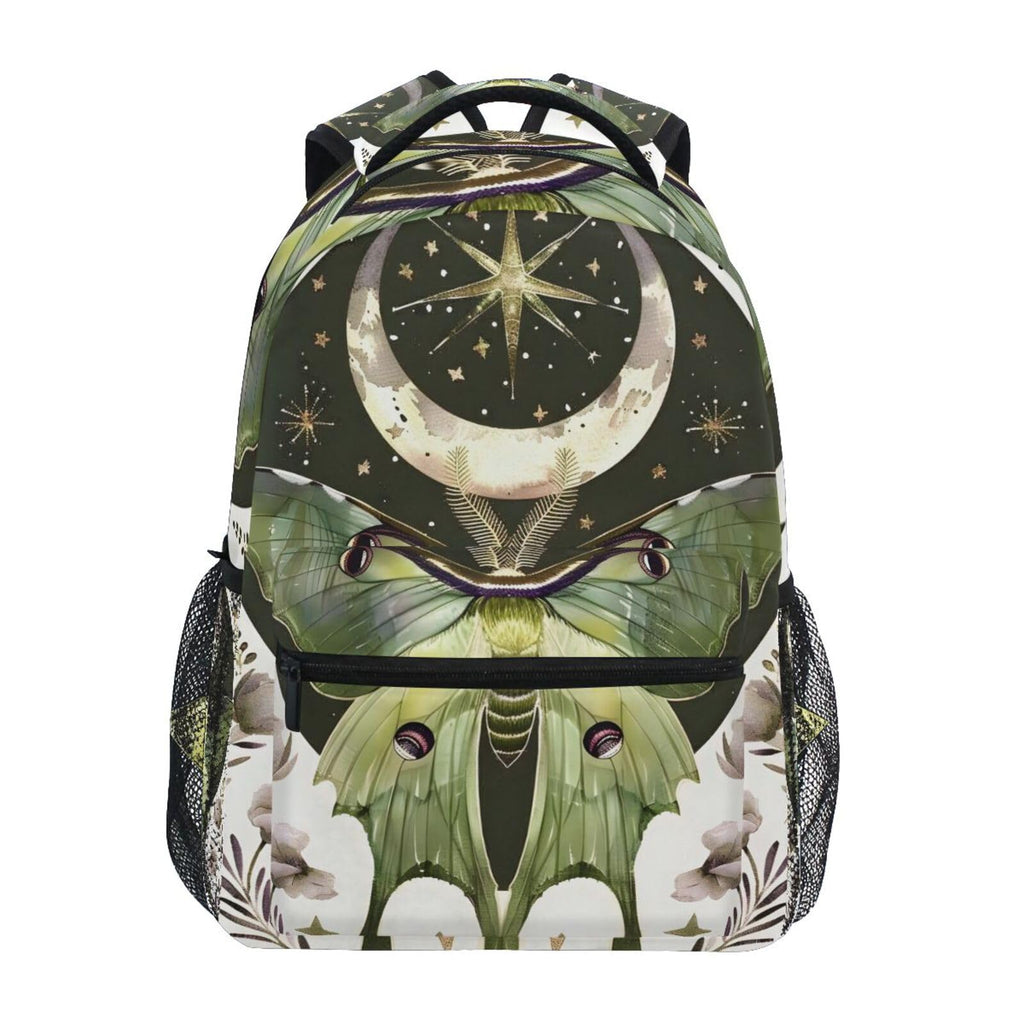 ALAZA Luna Moth Moon Backpacks for Girls Elementary School Bag Kids Bookbag Personalized Travel Daypack 3rd 4th 5th Grade Rucksack 16in Laptop Back Pack