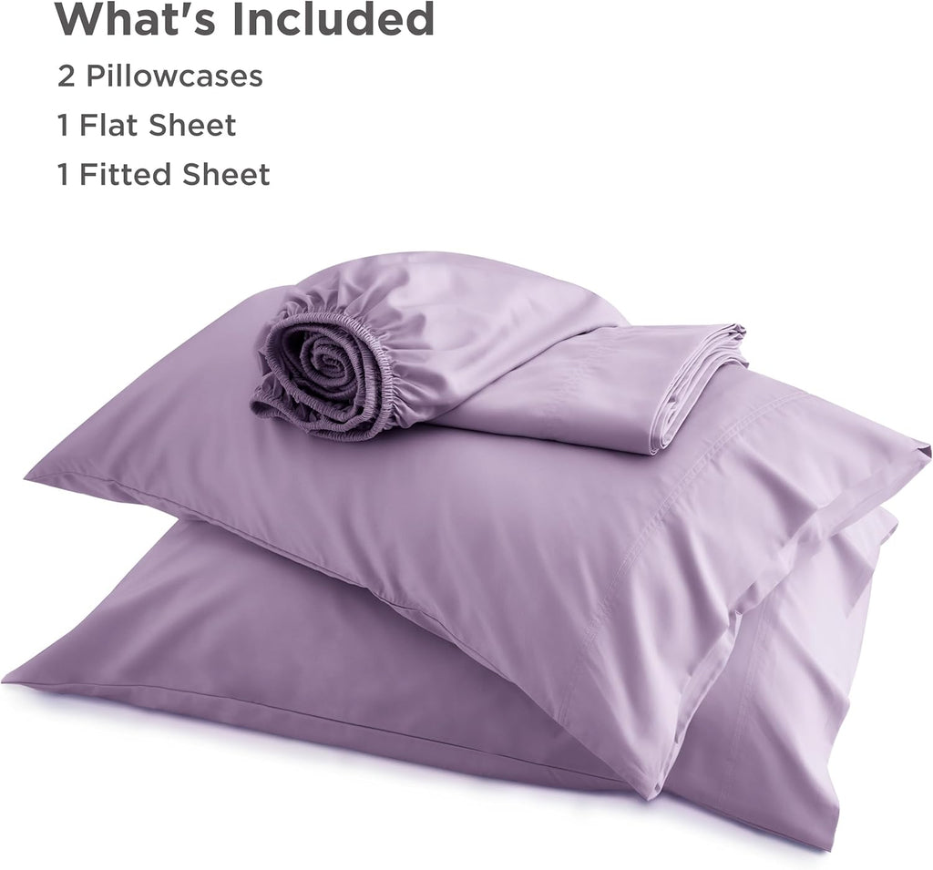 Bedsure King Size Cooling Sheets Set - Breathable & Soft Rayon from Bamboo | Deep Pocket Lilac