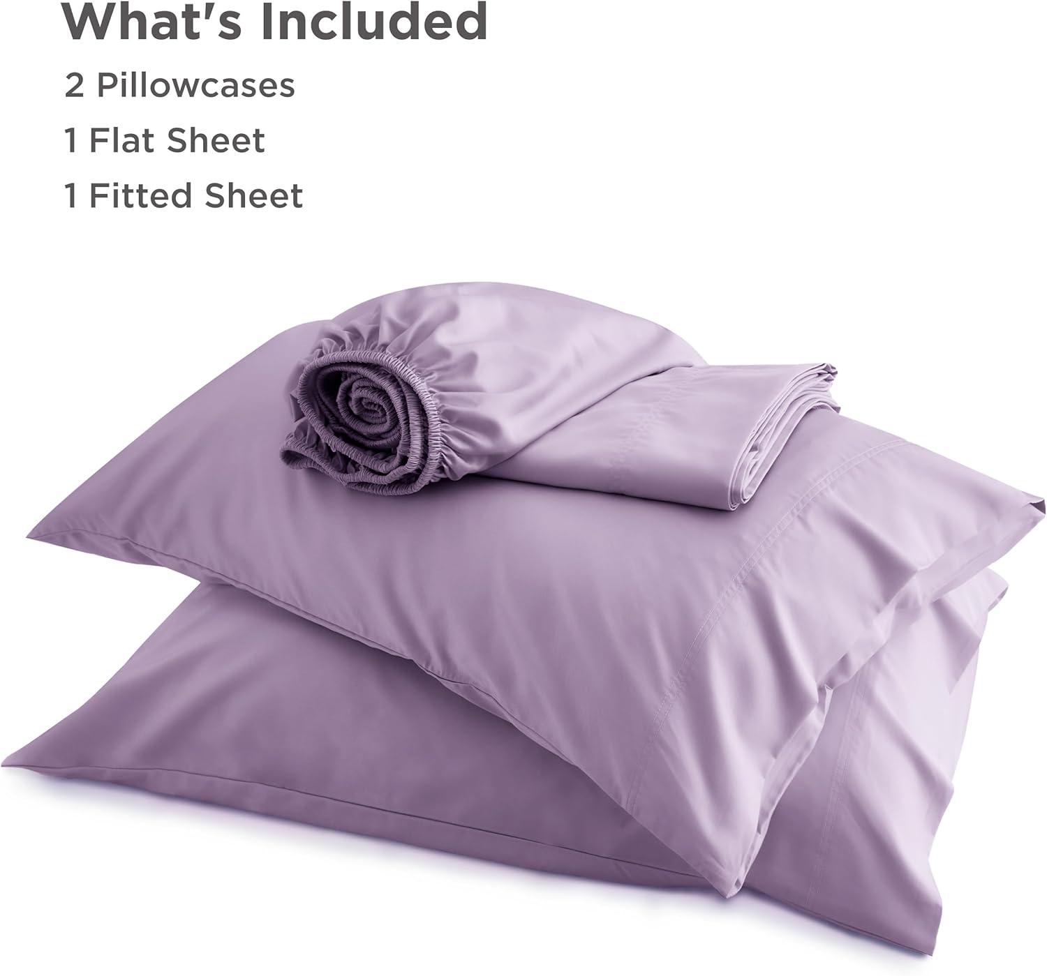 Bedsure King Size Cooling Sheets Set - Breathable & Soft Rayon from Bamboo | Deep Pocket Lilac
