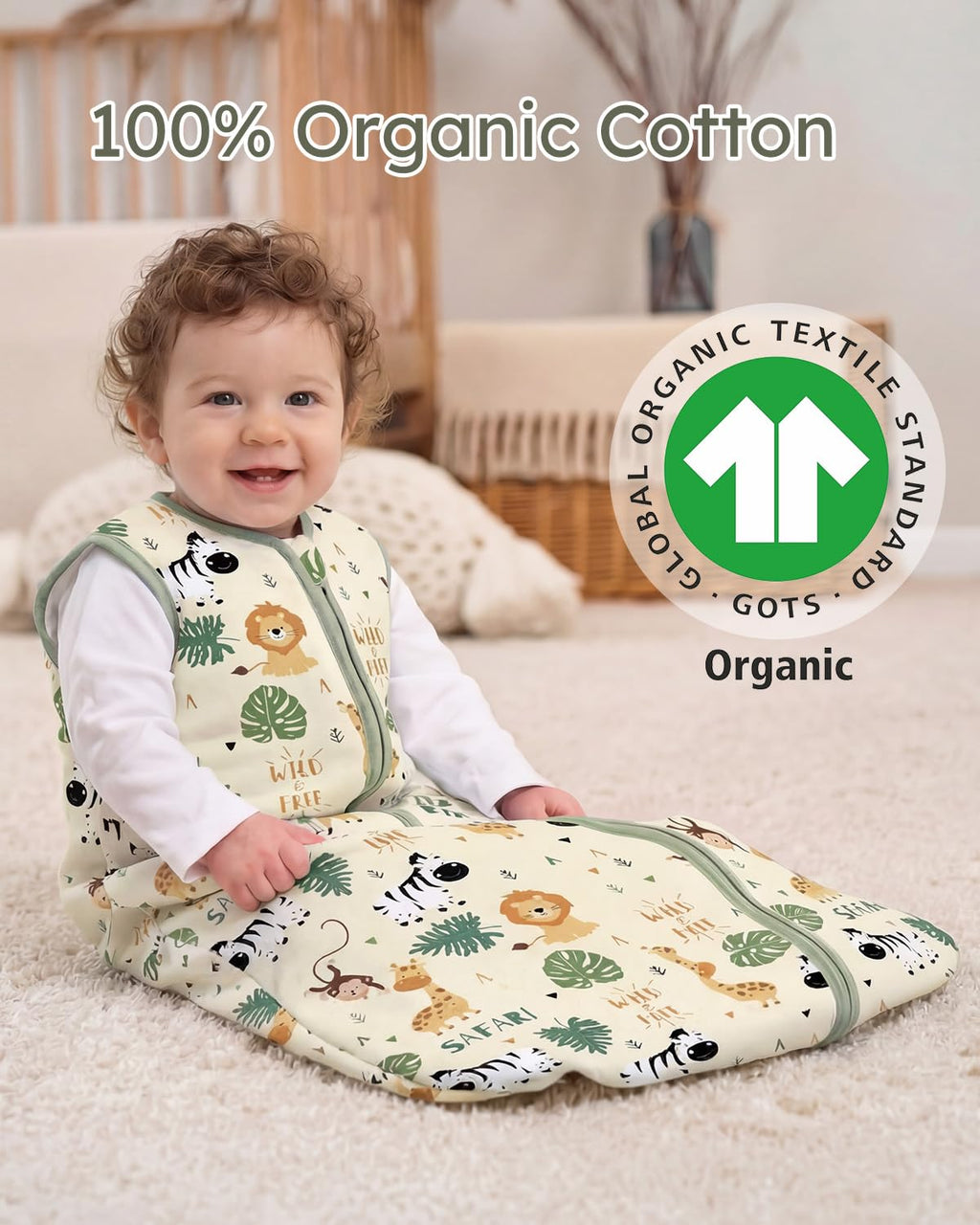 Yoofoss Baby Sleep Sack | 1.5 Tog Wearable Blanket for 6-12 Months | Soft Organic Cotton, 2-Way Zipper