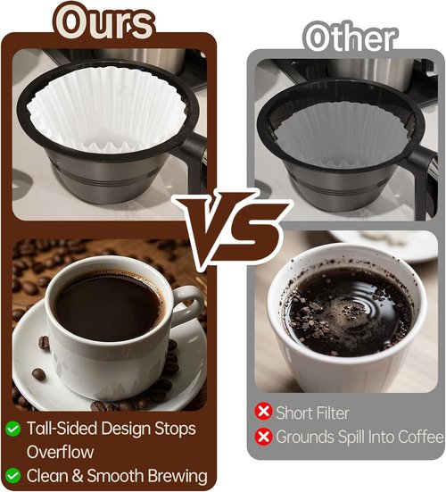 Bunn 100 Count Coffee Filters - Commercial Basket Filters for 8-12 Cup Brewers | Enhanced Brew Extraction, White Disposable Paper