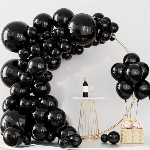 Labeol Halloween Balloons - 151PCS Black Latex Balloon Garland Kit | 18/12/10/5 Inch Sizes for Parties