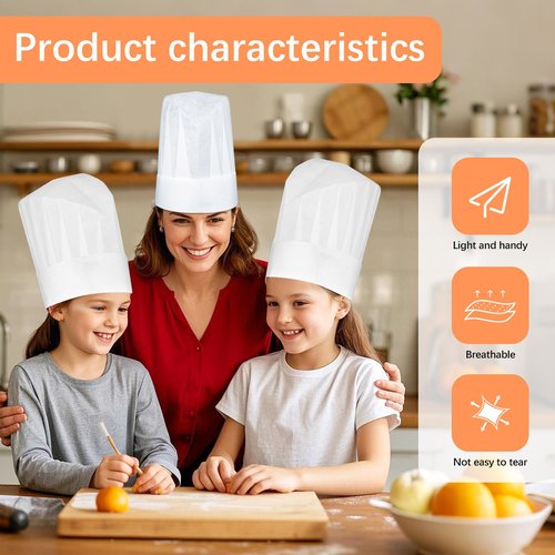 lipetol 30 Pack Chef Hats for Kids, Disposable Paper Chefs Hat Bulk DIY Kids Chef Cap for Baking, Cooking, Activity, Pizza Party