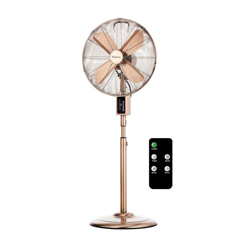 Holmes 16 Inch Copper Digital Metal Stand Fan 3 Speeds 75 Degree Oscillation 20 Degree Head Tilt Adjustable Height Quiet Operation Remote Control for Home Office Bedroom Living Room