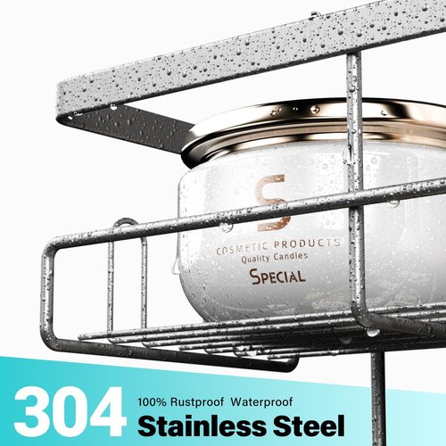 Aitatty Hanging Shower Caddy - Rustproof Over-Door Organizer | No-Drill Bathroom Rack in Silver