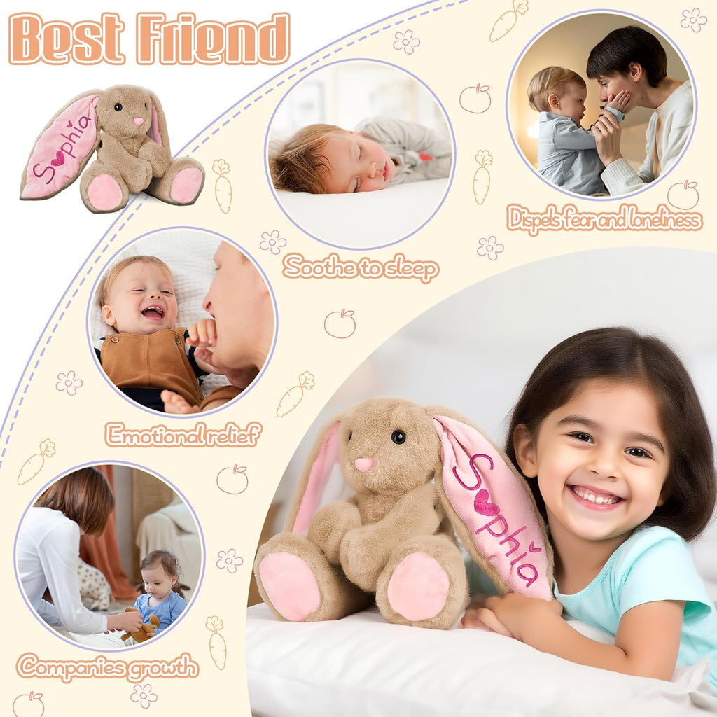 Personalized Bunny Plush - Custom Stuffed Animal with Embroidered Name | Perfect Gift for Babies & Toddlers