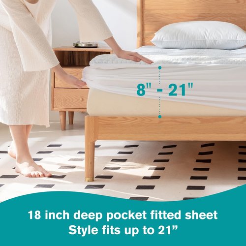 PRIMESOFT Queen Size Cooling Mattress Pad- Superme Comfort and Breathable, Unmatched Support Mattress Topper, 3 Zone Ergonomic Design, Up to 21 Inch Deep Pocket(60x80,White)