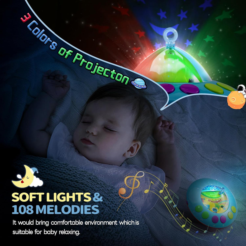 Skiennix Baby Musical Crib Mobile - Remote Control, Lights & Projector | 108 Melodies for Newborns