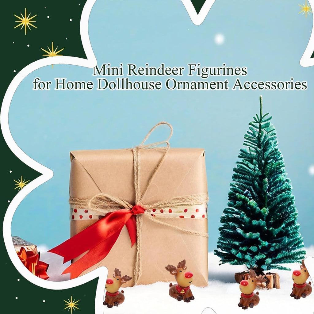 Skiennix Mini Reindeer Figurines - Cute Resin Elk Statues for Christmas Crafts | 5-Pack Decor