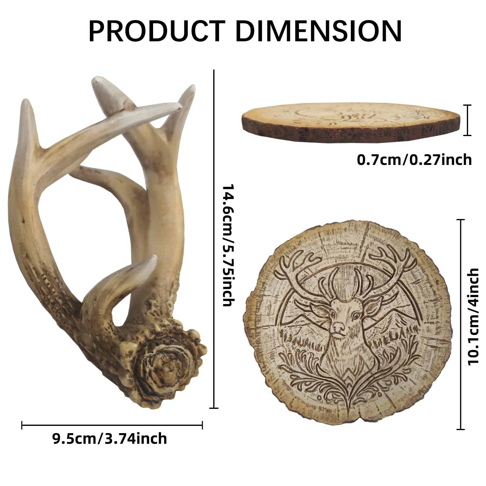 Deer Antler Western Coasters Set of 6 - Rustic Cabin & Hunting Decor, Handmade Resin Coaster with Anti-Scratch Bottom for Coffee Table, Deer Decor for Home