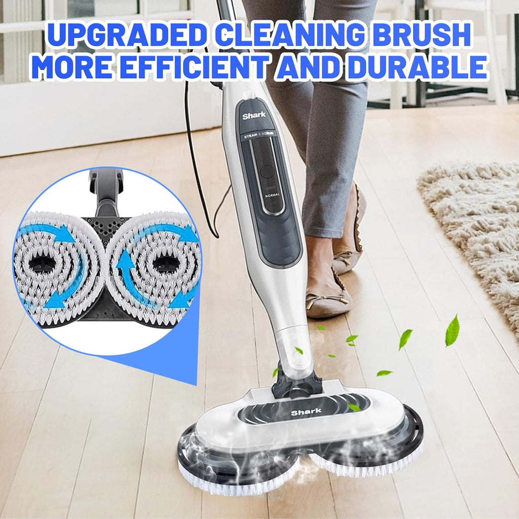 Shark Upgraded Steam Mop Pads - Replacement Brush Heads with Scrubbing Bristles | Deep Clean Hardwood & Tile - 2 Pack