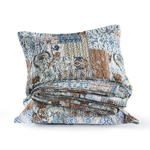 ENASAL Cotton Bedspread Quilt Bedding Sets Reversible Coverlet Comforters Blue Bohemian Rustic Floral Patchwork Pattern Bedspread for All Season,Queen Size