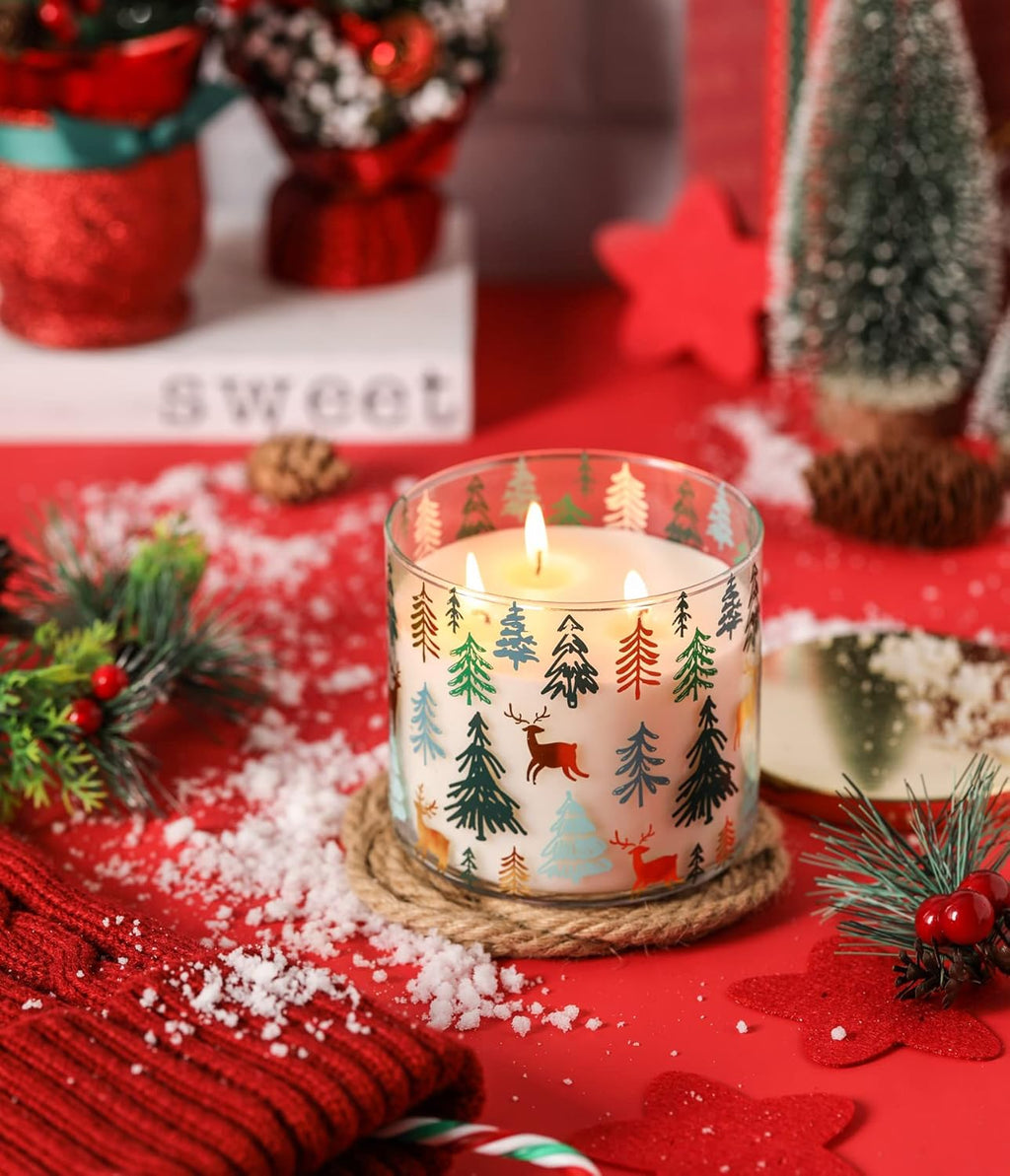 Regine Switzerland Pine Scented Christmas Candle - Large 14oz with 3 Wicks for Cozy Winter Ambiance