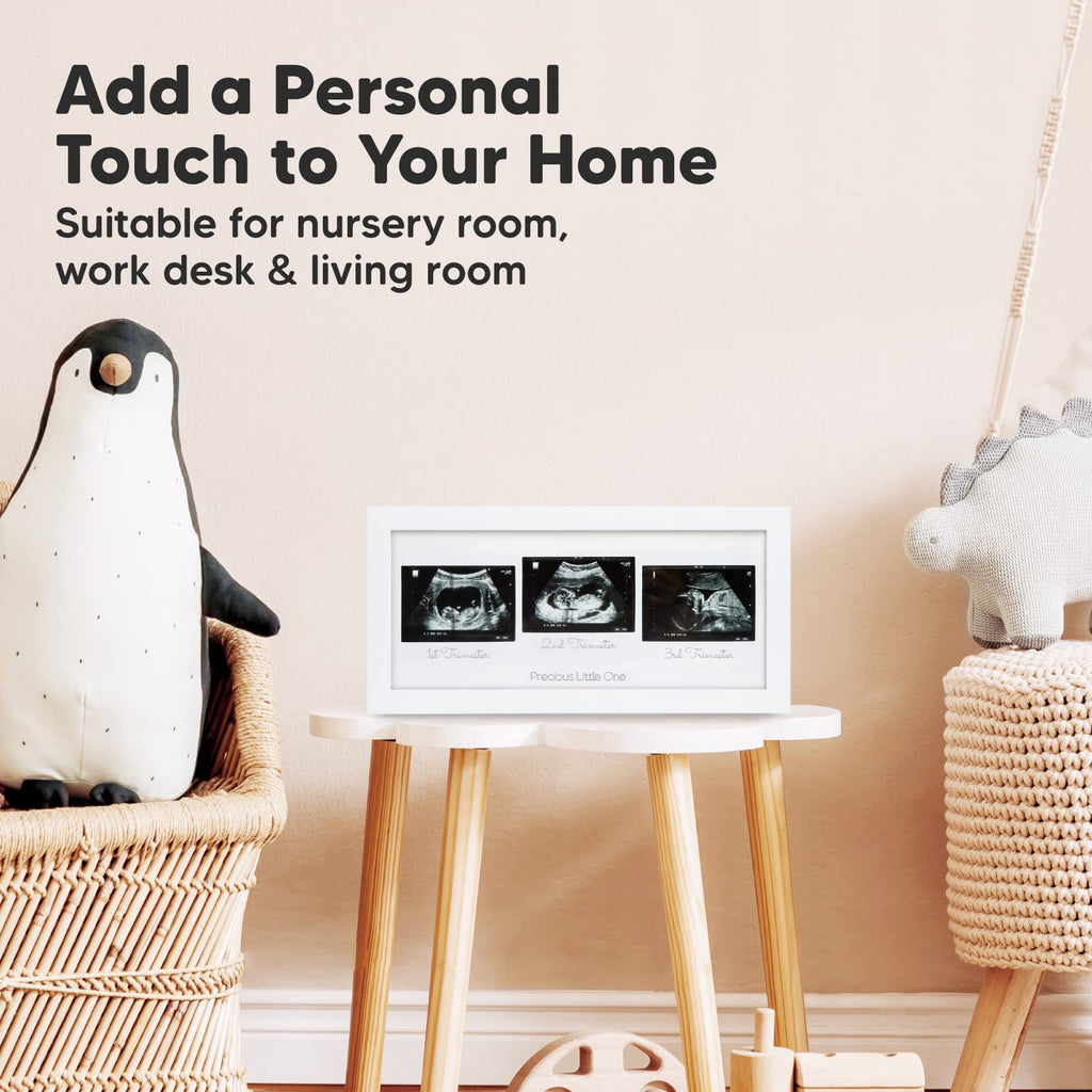 KeaBabies Baby Sonogram Picture Frames - Trio Ultrasound Picture Frames, First Time Mom Gift, Cute Pregnancy Reveal Photo Frame, Baby Gender Reveal Gift, Newborn Nursery Decor (Alpine White)