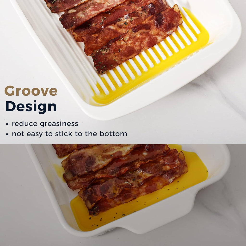 Porcelain Baking Dish Set by [Brand Name] - 9x13 Casserole Dish with Handles | Deep 3.75 Qt for Perfect Lasagna, Microwave & Dishwasher Safe, White