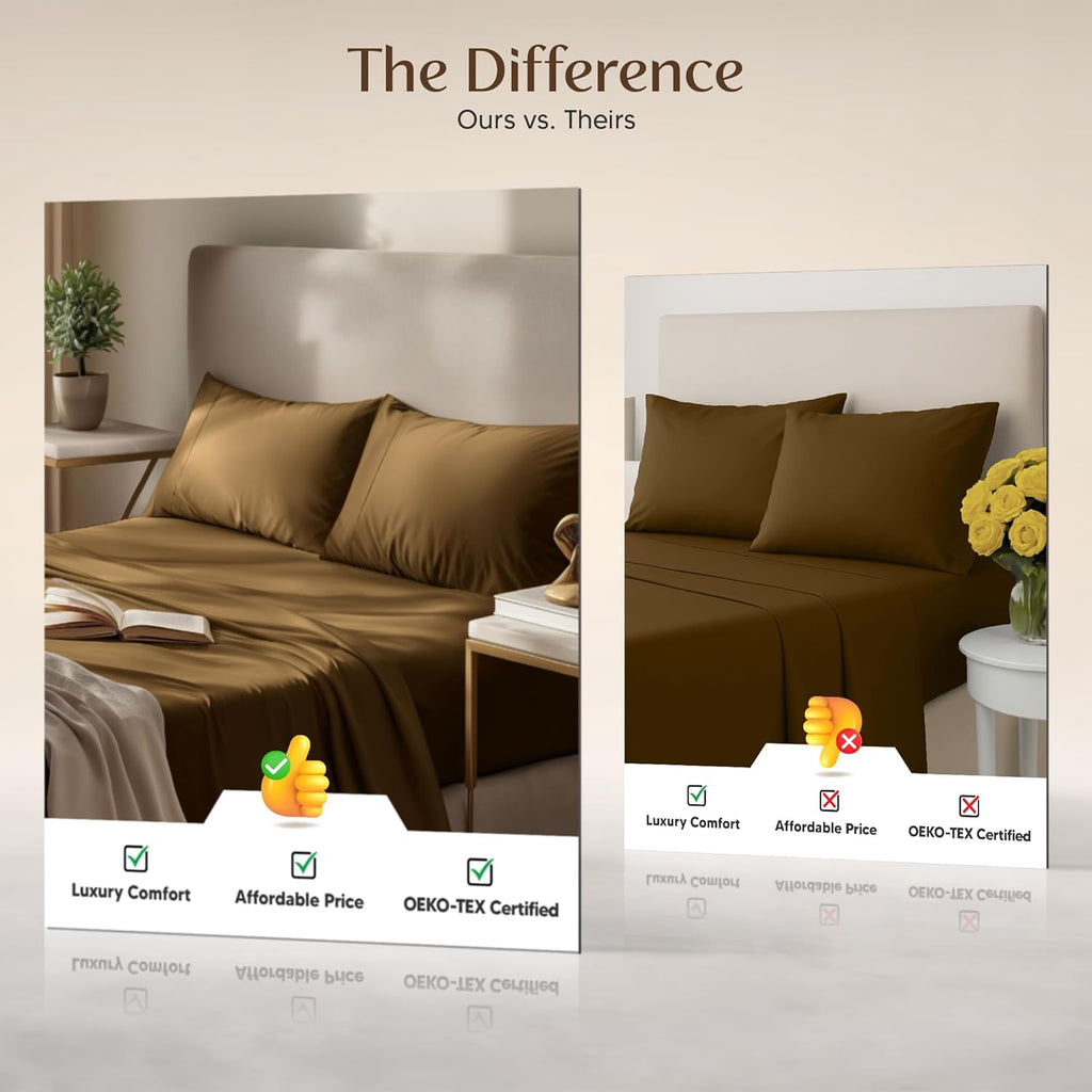 Utopia Bedding Twin Sheet Set - Soft & Breathable Microfiber, 3-Piece Bed Sheets, Oeko Tex Certified (Mocha)