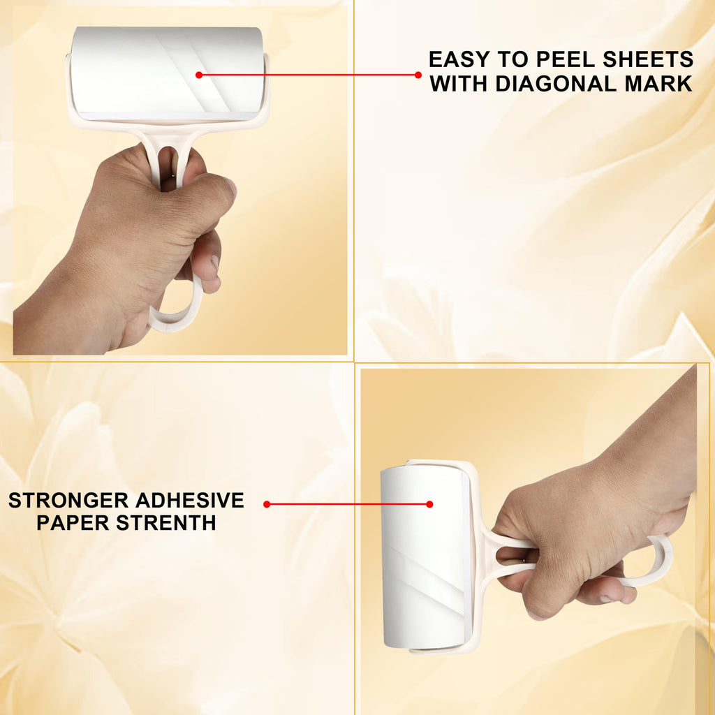 Catron Lint Rollers, Remover for Clothes, 1 Handle with 3 Refills, 180 Total Sheets, Lint Roller Set for Dog & Cat Hair Removal, Clothes, Furniture, Cars, Carpet