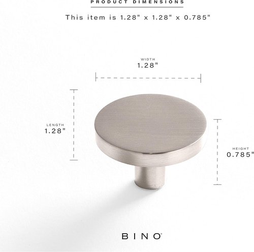 BINO 6-Pack Cabinet Knobs - Brushed Nickel 1.22" Diameter (31mm) - Stylish Dresser Drawer Handles